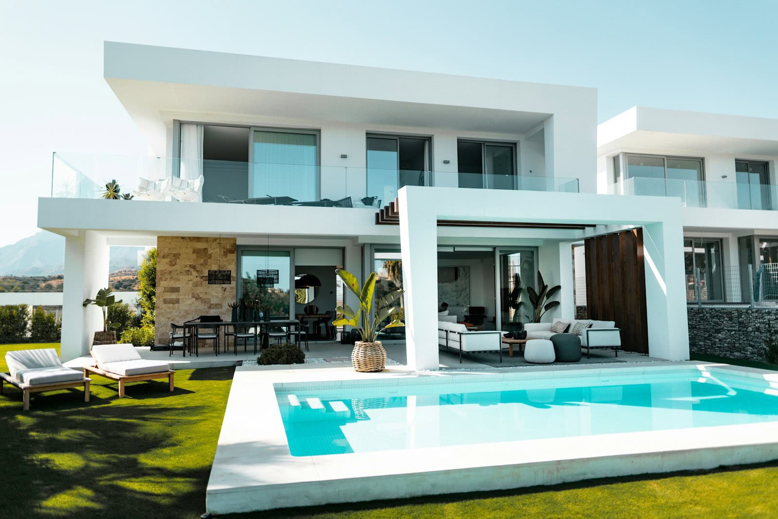 white and blue concrete building